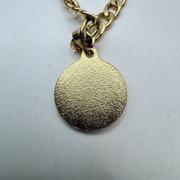 Cuban Chain 18k Gold Plated Sagittarius Horoscope Coin Pendant Necklace - Picture 7 of 9